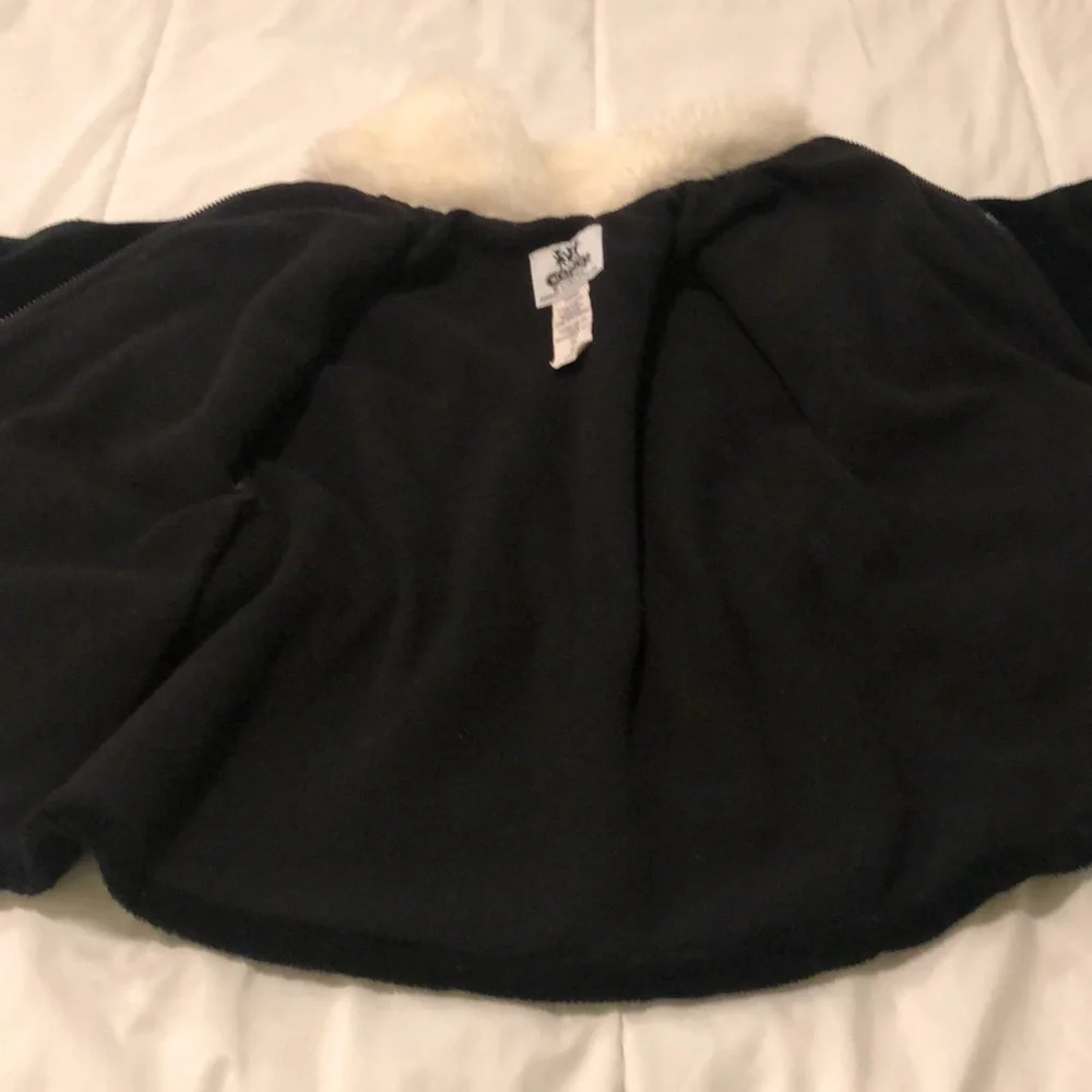Corky & company made in the USA fluffy black girls jacket w white fluffy accents